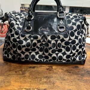 Coach Black and Gray Signature Satchel